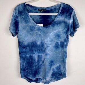 Yana K | Soft Comfy Tie Dye V Neck Short Sleeve Top Navy & Light Blue | M